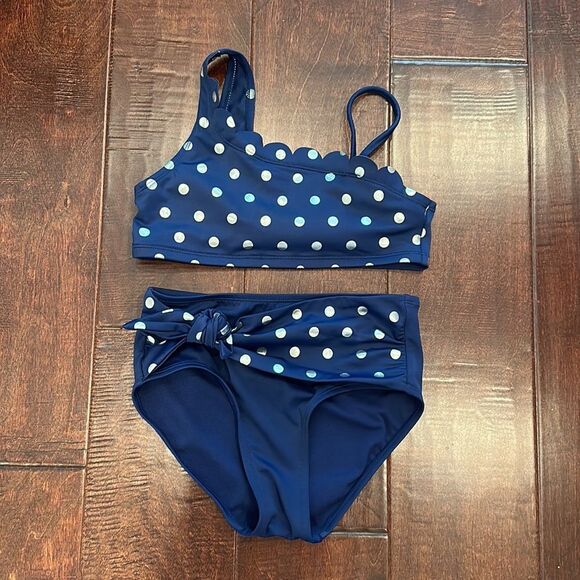 Foil dot scalloped one shoulder bikini - Picture 5 of 14